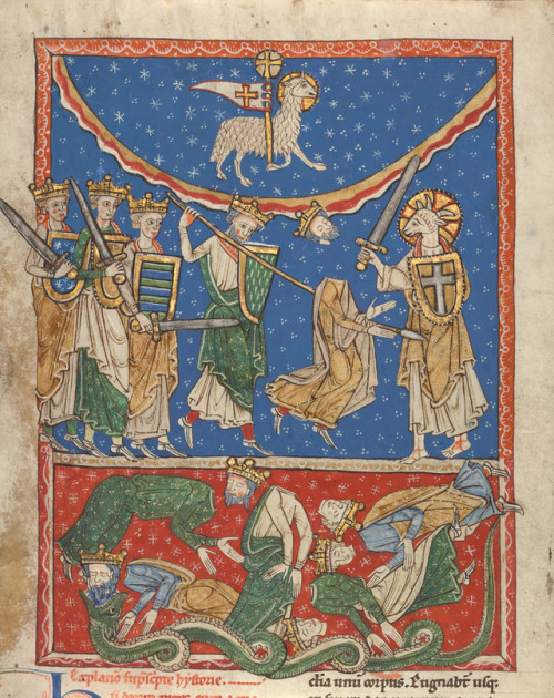 upennmanuscripts:theancientwayoflife:~ The Lamb Defeating the Ten Kings.Culture: SpanishPlace: North