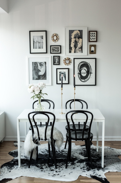 black and white interior