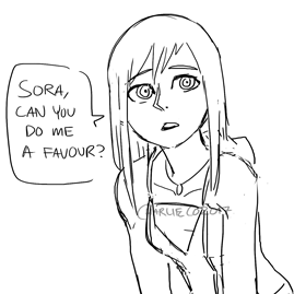 chachacharlieco:  chachacharlieco: sokai: Kairi: Sora, can you do me a favor? Sora:
