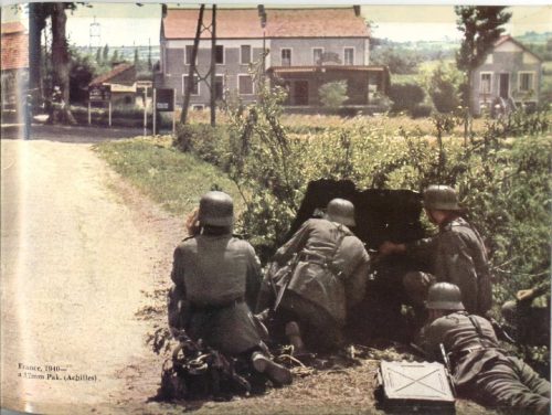 German soldier in a french town. May 1940