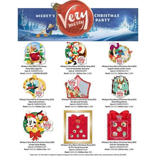 Here is a look at the pins coming out at this years Very Merry Christmas Party at Walt Disney World!