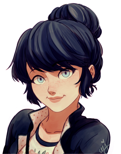 ceejles:Marinette in a bun is my PURE STRENGHT ᕙ(⇀‸↼‶)ᕗ 