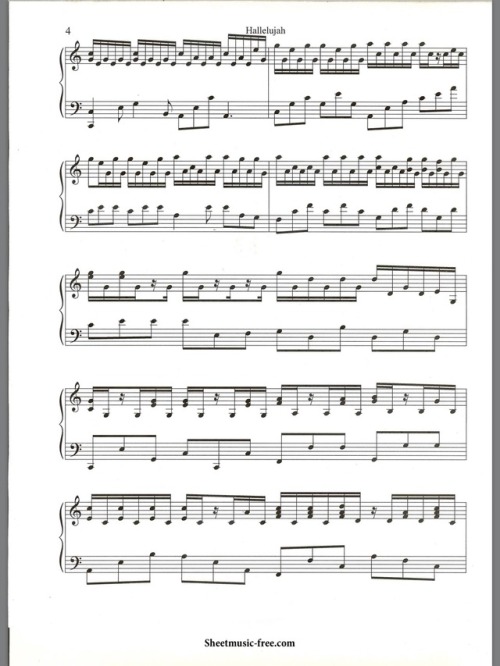 Hallelujah - Leonard Cohen (Piano Sheet Music)