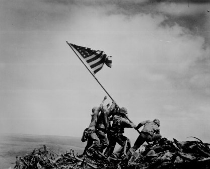 On This Day In History 1945, The American Flag Was Raised Over Mount Suribachi, Iwo Jima. Taken By Photographer