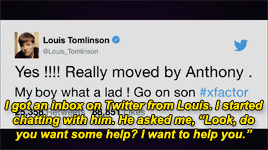 louistomlinsonsz:I wouldn’t have been in this place where I am now if it weren’t for Louis.