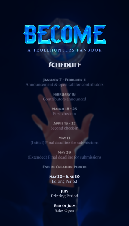 trollhuntersfanbook:Here is out updated schedule! We’re nearing the finish line!