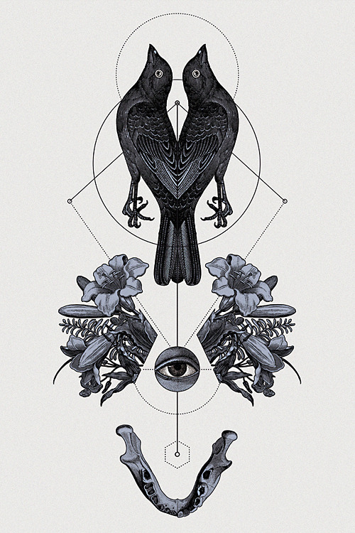 lostsoulsandhungryghosts:  geometrical tattoo flashes.created by Hannes Hummel 2013 prints on sale! 50 x 70 cm, framed and signed fine art prints. highly limited. 100 euro each + free shipping worldwide info@hanneshummel.de
