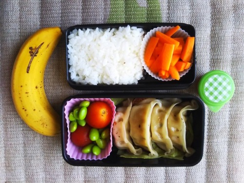 myredbentobox - Gyoza and vegetables for lunch!