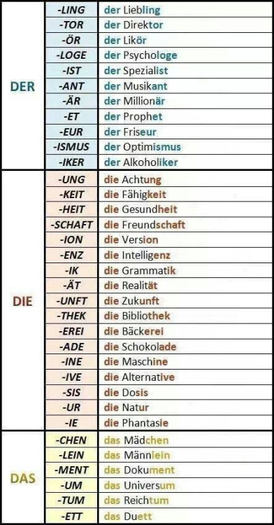 deutschepillenvonvirginiadalo:  Endungen mit bestimmten Genus