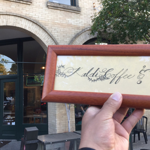 Kaldi Coffee &amp; Tea. Great place to visit. #mezart32 #calligraphy #lefty #penmanship #letteri