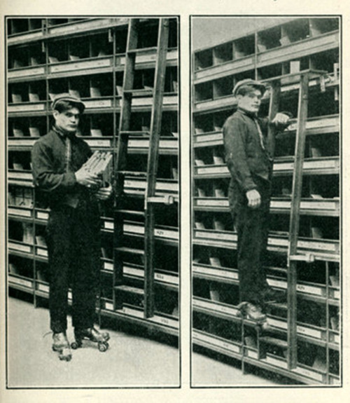 Roller Skates for Storeroom Employees, 1913. porn pictures