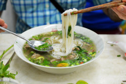 npr:  I fell for pho in Saigon in 1974, when I was 5 years old. When my family came to America in 1975, my mom satisfied our family’s cravings for the aromatic beef noodle soup with homemade batches, served on Sundays after Morning Mass. As Vietnamese