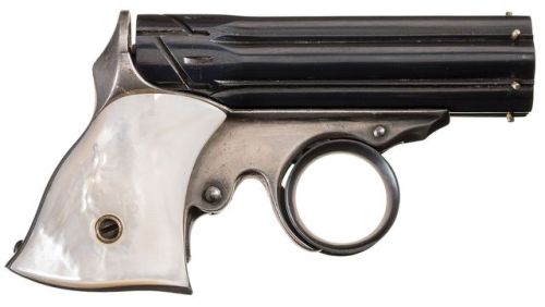 Excellent condition Remington Zig Zag revolving pepperbox derringer with mother of pearl grips, prod