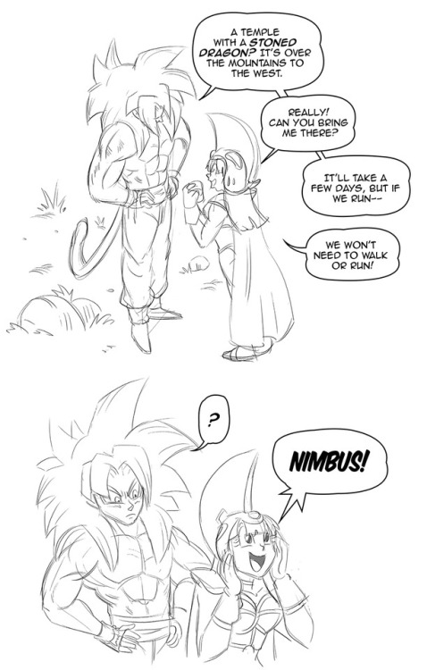 funsexydragonball:   Anonymous said to funsexydragonball: those ssj4 goku and chichi strips are amazing. but how would they travel without the flying nimbus? or does chichi have it somehow? and i bet goku would be really interested once he finds out that