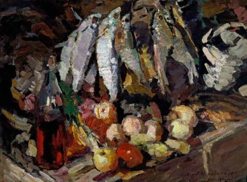 Pesces, vino, fruta por Konstantin Korovin, 1916.