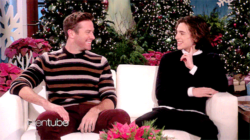Armie Hammer And Timothée Chalamet + Casual Touching