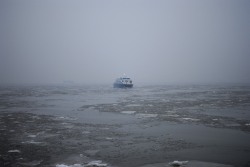 for-anasakes:  I was around Battery Park with some friends last Friday and we walked to the water. From far away I thought i saw garbage floating all over the Hudson which was slightly shocking and expected. A closer looked revealed the river of ice.