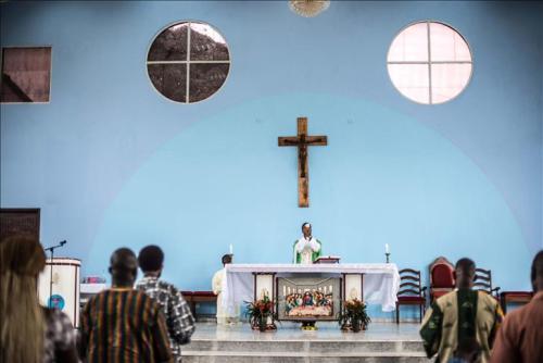 Christians pray for the people who died of Ebola, St. Joseph Parish Catholic Church, Monrovia, Liber
