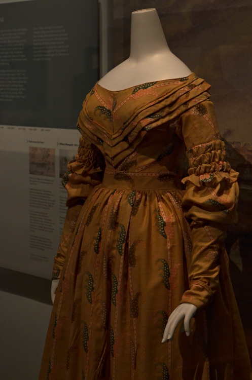 Wool dress of a style worn in Melbourne in the early 1840s, Australia. At Melbourne Museum, Melbourn