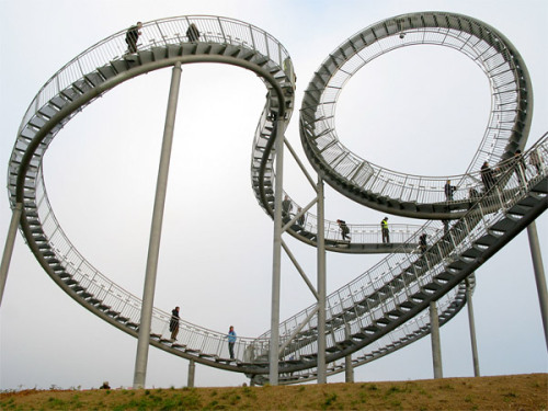 sixpenceee:In Duisburg, Germany there is a roller coaster you can actually walk on. It’s called Tiger & Turtle- Magic Mountain.  As you look closer you can see there is a portion that seems to go upside down. You can view a guy’s walkthrough