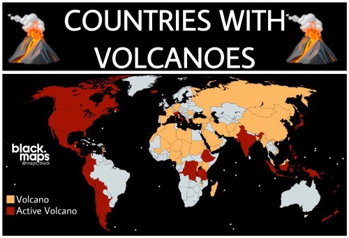 mapsontheweb:Active and inactive volcanoes by country.Greece has active volcanoes, besides the dorma