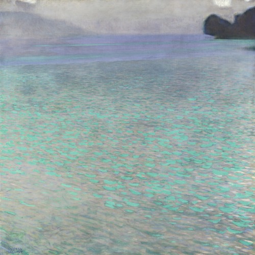 artimportant:Left: Gustav Klimt - Island In The Attersee Right: Gustav Klimt - Attersee, 1901