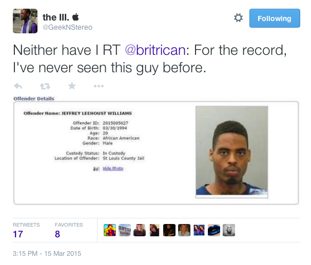tashabilities:justice4mikebrown:March 15Jeffrey Williams has been arrested and charged