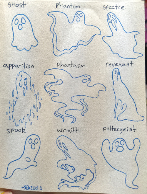 nardacci-does-art:Lil drawings of ghosts based on some synonyms for ‘ghost’ & what vibes I get f