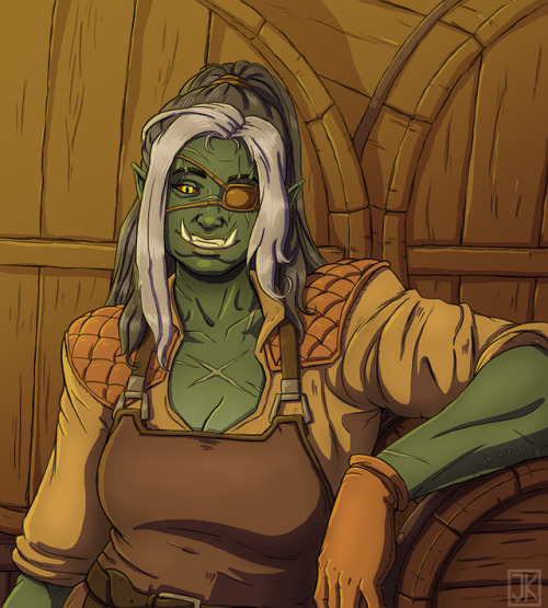 A bit of fanart again, orc bartender originally from @bigmsaxon. Also, pencil sketches because I cou
