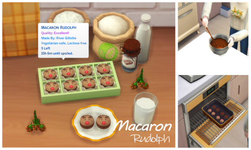 oni28:  December 2021 Recipe_Macaron Rudolph ※ Need Recipe Pack Mod Latest Version (21.12.06 version