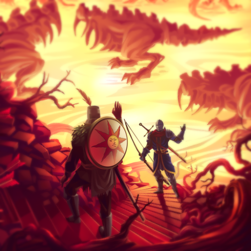 francoyovich:Another preview of a third Dark souls illustration. Featuring Solaire this time!