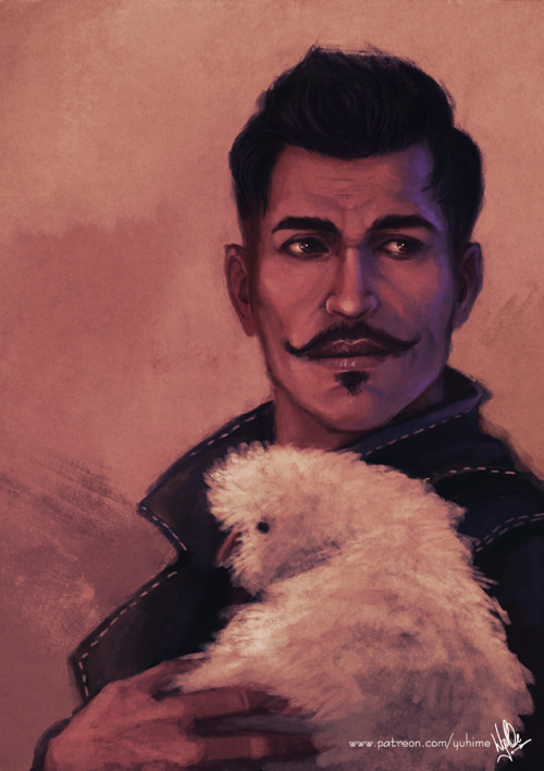 yuhimebarbara:Have I shared this with you? No?So here’s Dorian Pavus with fluffy silkie chicken! Cau