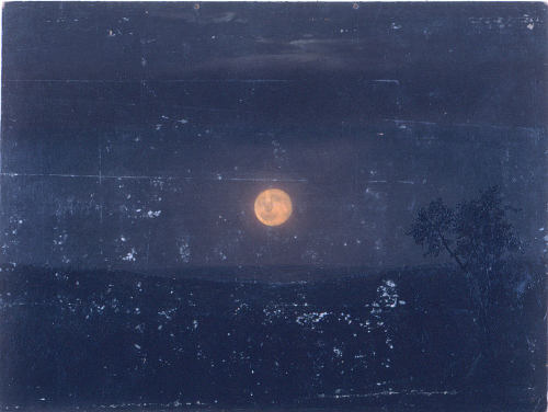 nobrashfestivity: Frederic Edwin Church  Moonlight, Church’s Farm, Ca   1865,  Brush and oil on heav