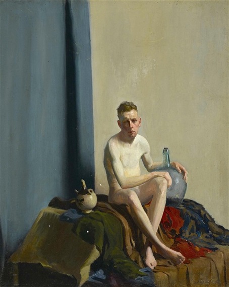 ratatoskryggdrasil:  Thomas Anshutz, Portrait of a Seated Nude Male Figure