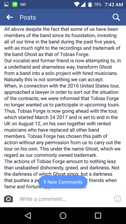 Simon’s statement about the situation of the band Ghost.In my heart, I can no longer support “Ghos