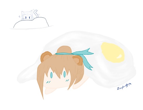 Hamster!SQH under an egg blanket with bonus Meowbei Jun! :3This drawing is based on the hamster figu