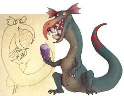 iguanamouth:i found a bunch of old nasty dragons back from when i was 9-12 and wanted to redraw a few of em - clearly though i was MUCH better at creature design then than i am now, how did i ever think i could top this face