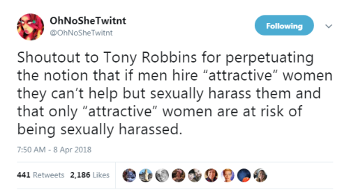 TW for sexual assault, sexual harassment, victim blamingOriginal video post: Life coach Tony Robbins