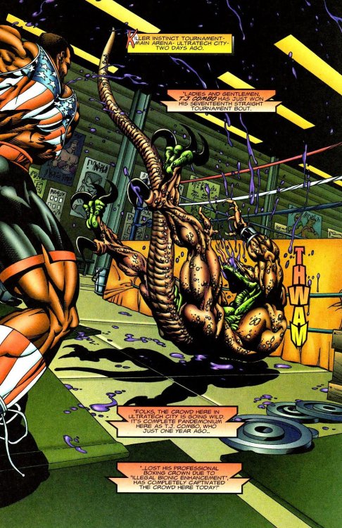 superheroesincolor:Killer Instinct #1 - Enemy of My Enemy (1996)  TJ Combo vs Riptor Story Art Holco