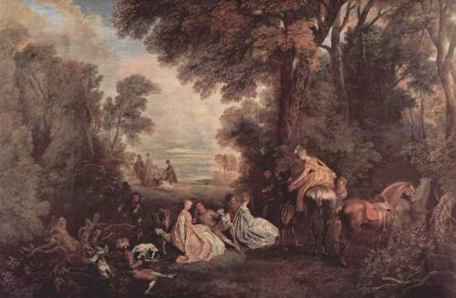 The Halt during the Chase, 1720, Jean-Antoine WatteauMedium: oil,canvaswww.wikiart.org/en/an