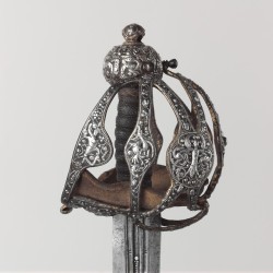 met-armsarmor: Basket-Hilted Sword, Arms and ArmorGift of Alan Rutherfurd Stuyvesant, 1949 Metropolitan Museum of Art, New York, NYMedium: Steel, silver, gold, leather 