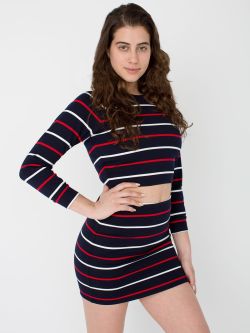 americanapparel:  NEW: Striped Ponte Mini Skirt