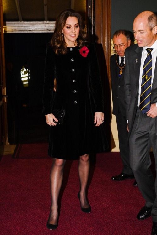 Catherine, Duchess of Cambridge arrives at the annual Royal Festival of Remembrance to commemorate a