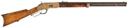 Rare John Ulrich exhibition engraved Winchester Model 1866 lever action rifle.Estimated Value: $65,0