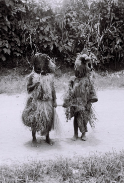  Young Igbo Mask Dancers Wearing Net Masks