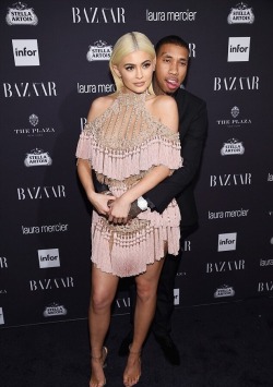 alldasheverything:  Kylie &amp; Tyga at the Harper’s Bazaar ICONS party - September 9, 2016