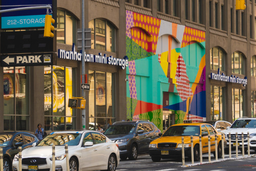 Colorful art installations throughout Hudson Square Featuring 5 original artworks by 4 artists, this