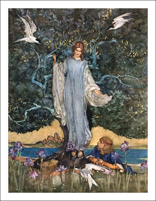 lesavagedamsel:“And the damosel of the lake rejoiced Sir Pelleas..” Art by William Russell Flint