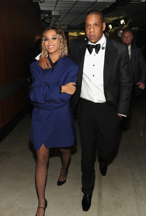 yeezuss:  dailydoseofcelebrities:  Beyonce and Jay Z at the 56th Grammy Awards   .