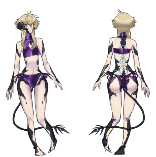 obstinatelyoxidized:  Also, scale/anatomy/swimsuit and whatnot ref for Yagaan. complete with incredibly lazy feet